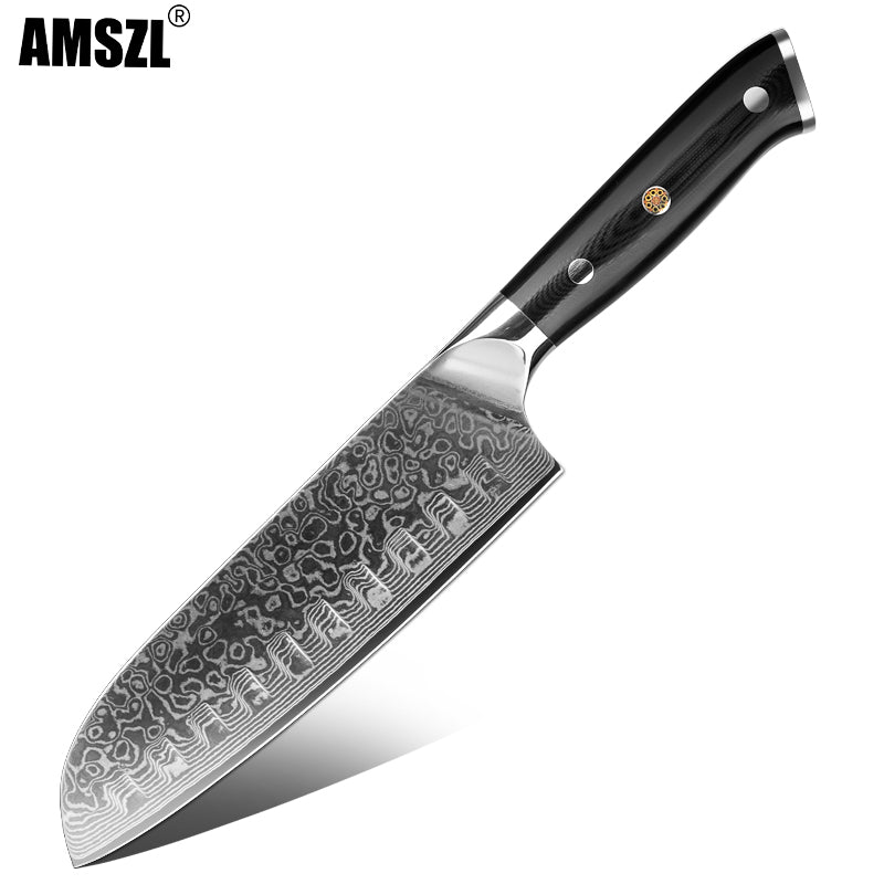 AMSZL 7 inch Damascus Japanese Chef Knife Santoku Knife DM-GS004-1