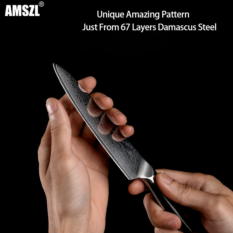 AMSZL 5 inch Damascus Utility Knife DM-GS008-1