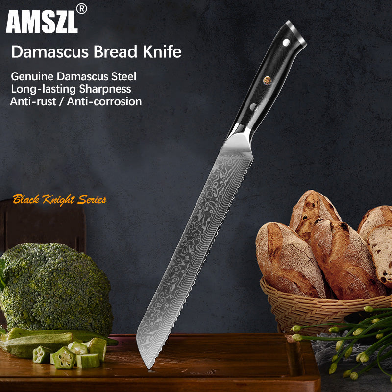 AMSZL 9 inch Damascus Bread Knife DM-GS005-1