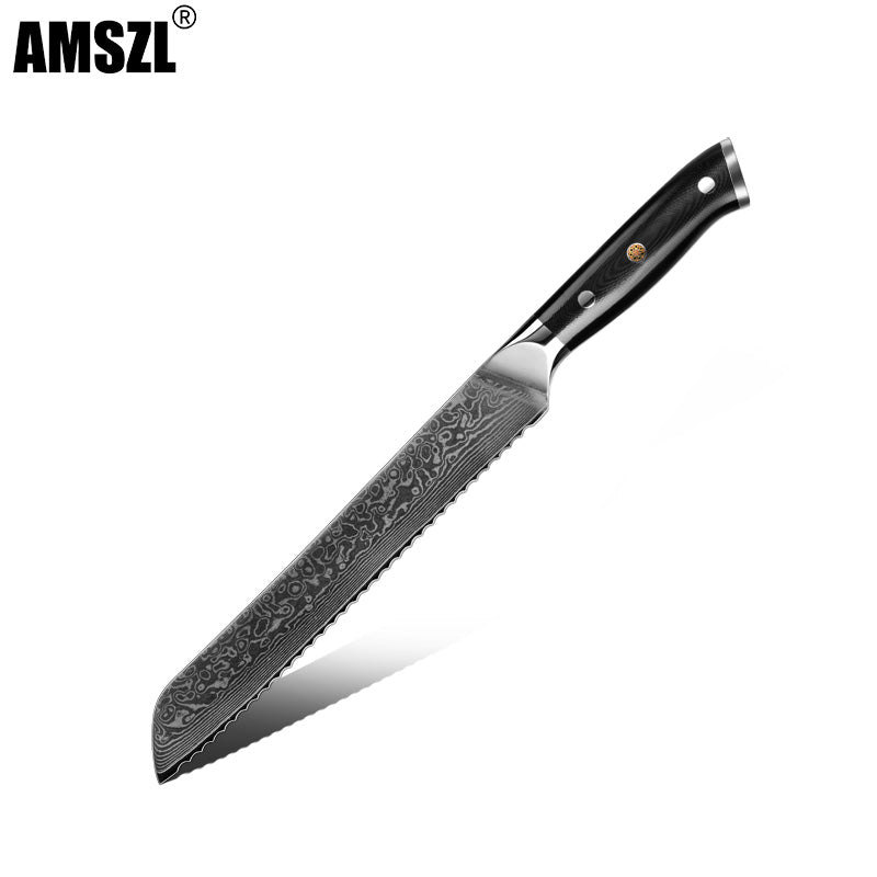 AMSZL 9 inch Damascus Bread Knife DM-GS005-1