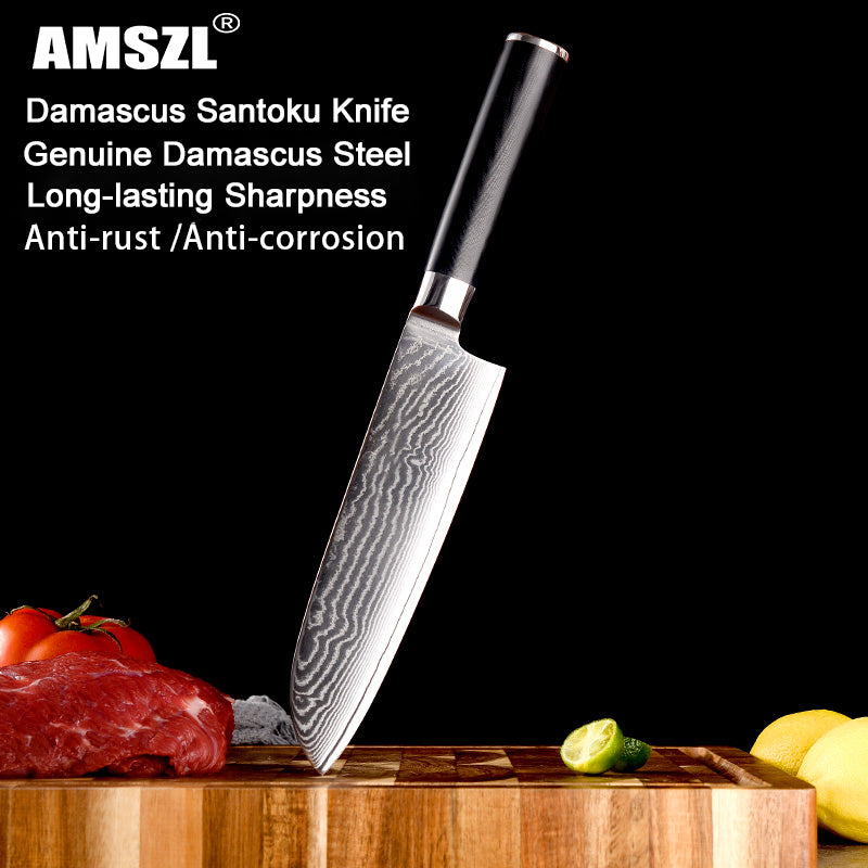 AMSZL 7 inch Damascus Japanese Chef Knife Santoku Knife DM-GS004