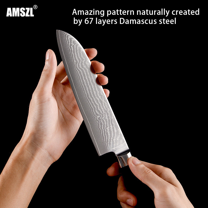 AMSZL 7 inch Damascus Japanese Chef Knife Santoku Knife DM-GS004