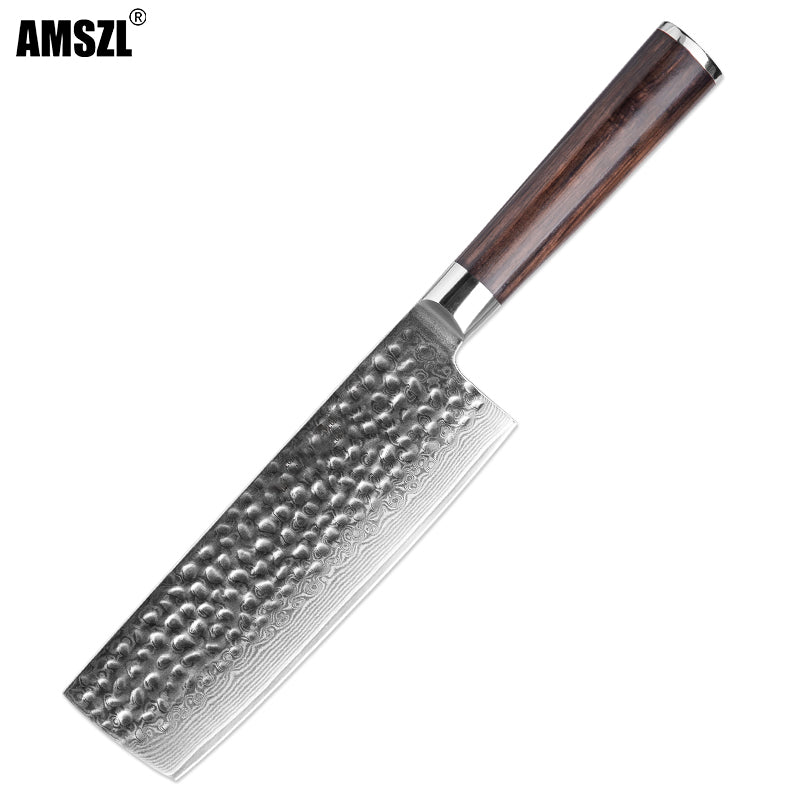 AMSZL 6.5 inch Hammered Damascus Nakiri Knife DM-GS02-7A