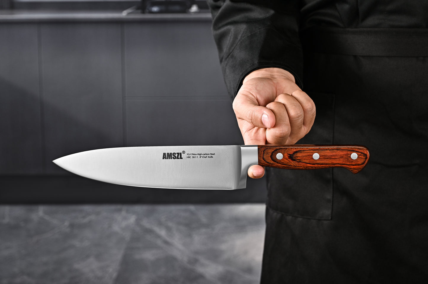 AMSZL 8" German Steel Chef Knife - D9